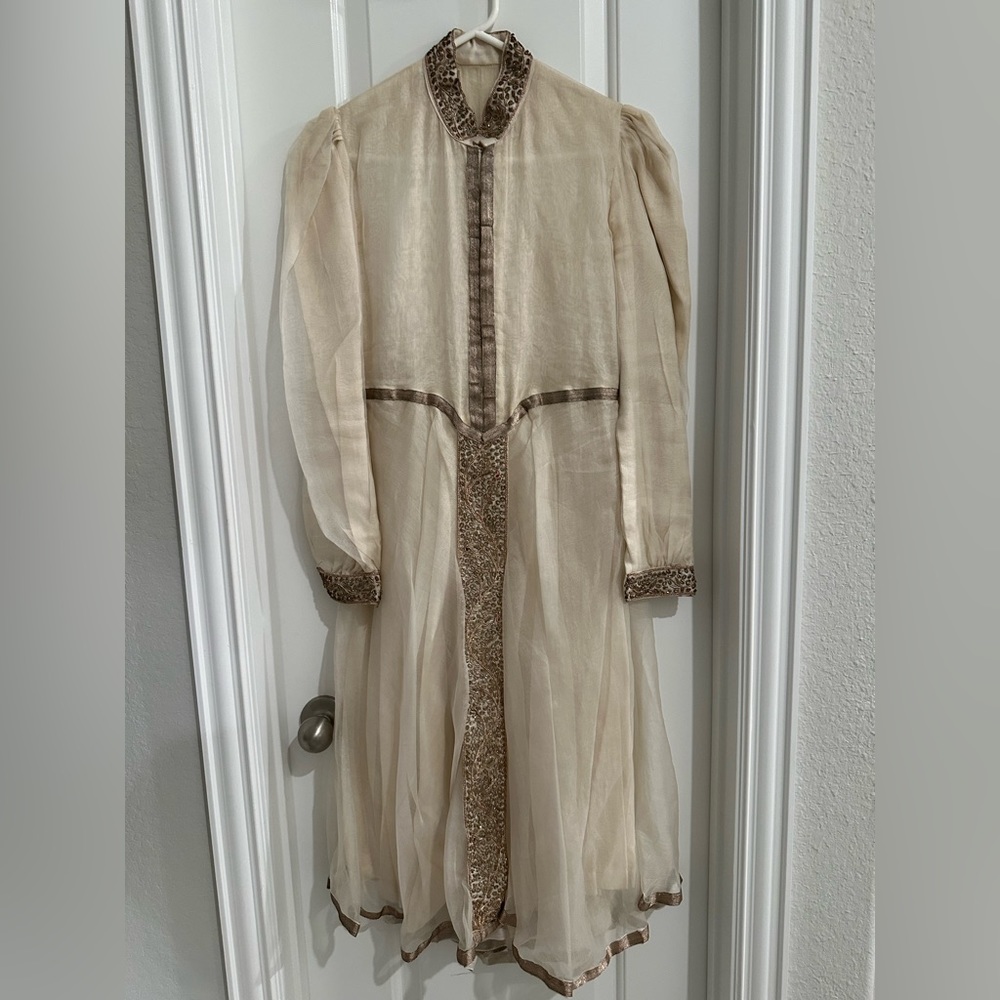 Beautiful white and gold anarkali outfit with salwar bottom